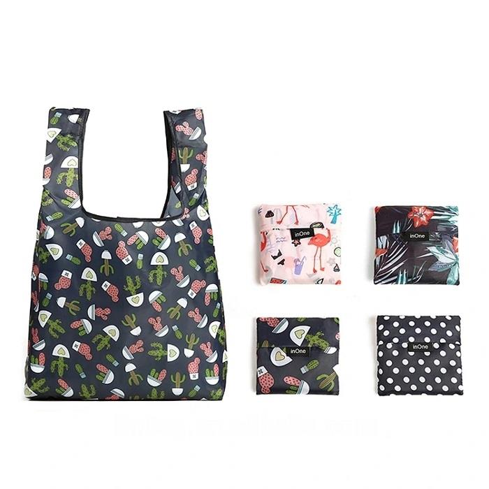 满印可重用的折叠聚酯尼龙加姆ent Gift Tote Pocket Foldable Shopping Bag (AKB070)