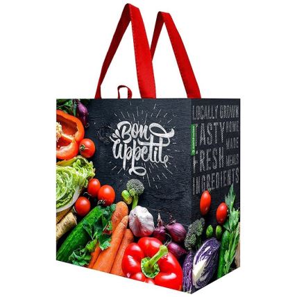 定制红色可折叠背包，购物袋，超市袋，促销礼品，手提袋与定制的标志印刷