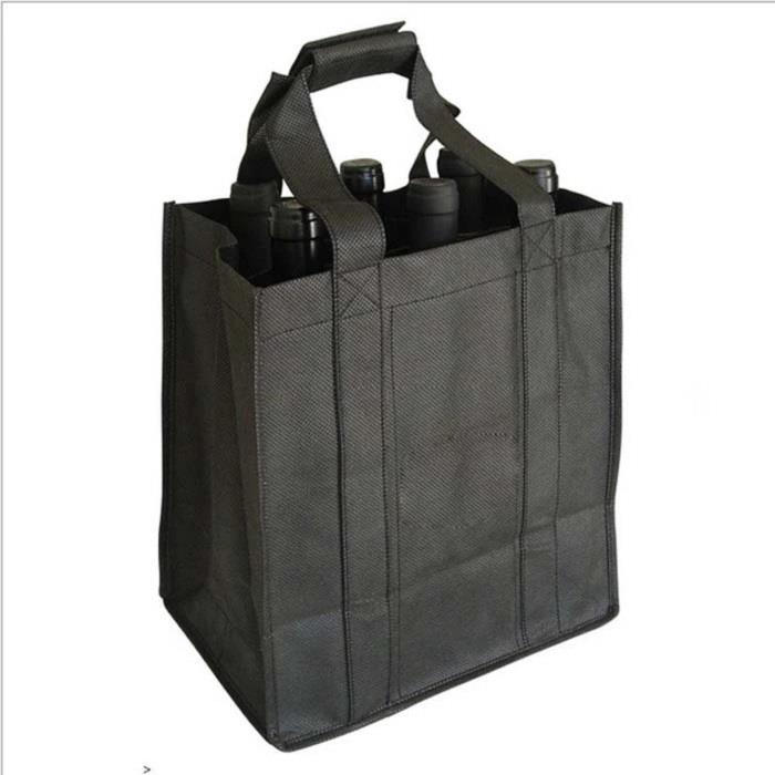 无纺布酒袋，定制批发环保可重复使用可回收的2瓶酒手提袋促销礼品购物袋与拉链