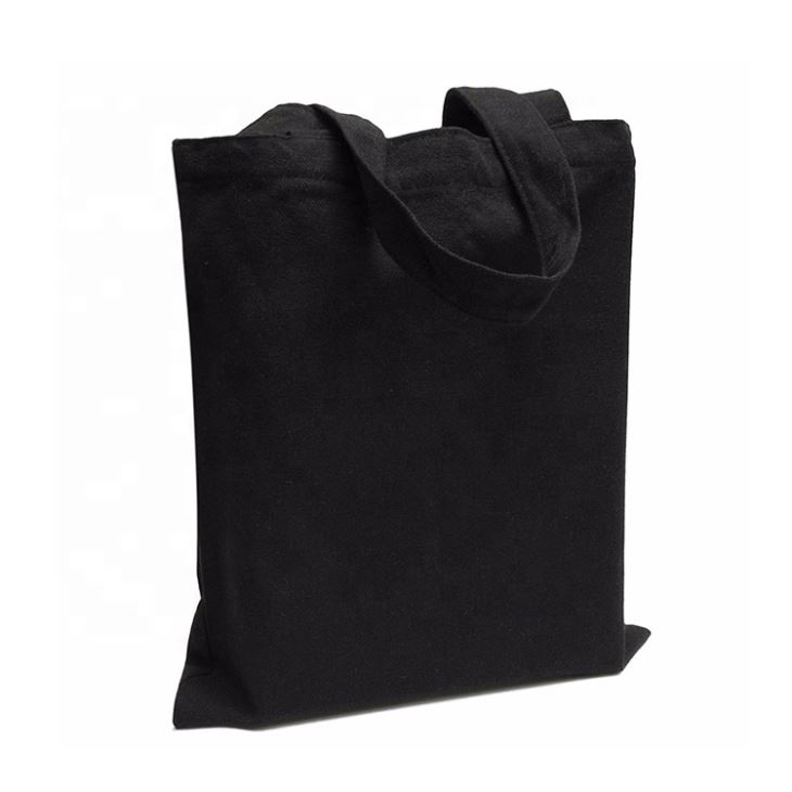 大容量定制徽标印刷接头黑色和米色再生购物杂货店12oz帆布手提包与软棉手柄