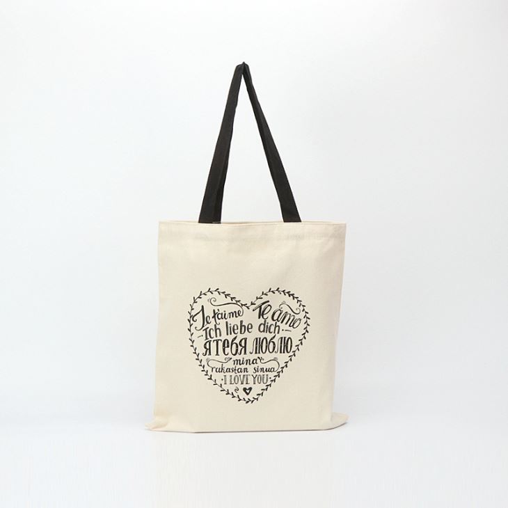 Custom Printed Promotional Handbag Eco Friendly Reusable Carrier Bag Calico Cloth Carry Bag Grocery Shopping Tote Bag 100% Natural Organic Cotton Canvas Bags