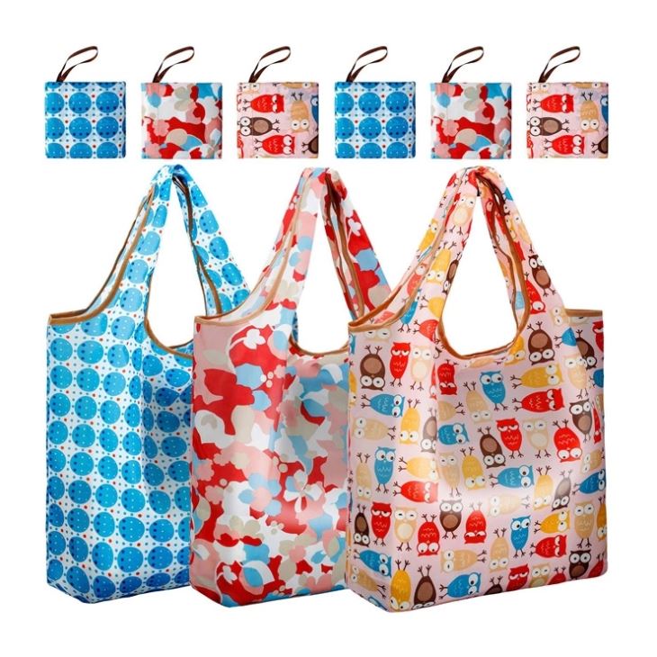 大折叠彩色坚固轻便聚酯织物可重复使用的购物袋