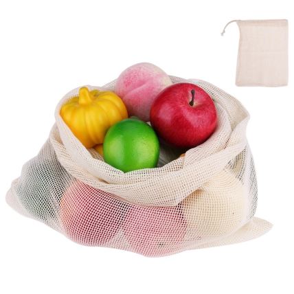 有机棉网目可重复使用农产品手提袋